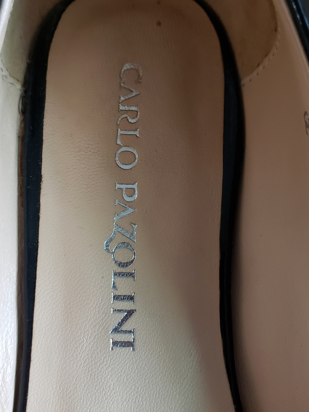 Carlo Pazolini Italian Flats Patent Black Low Heel Ballet Slips Gold Trim Sz 36 - Picture 4 of 11